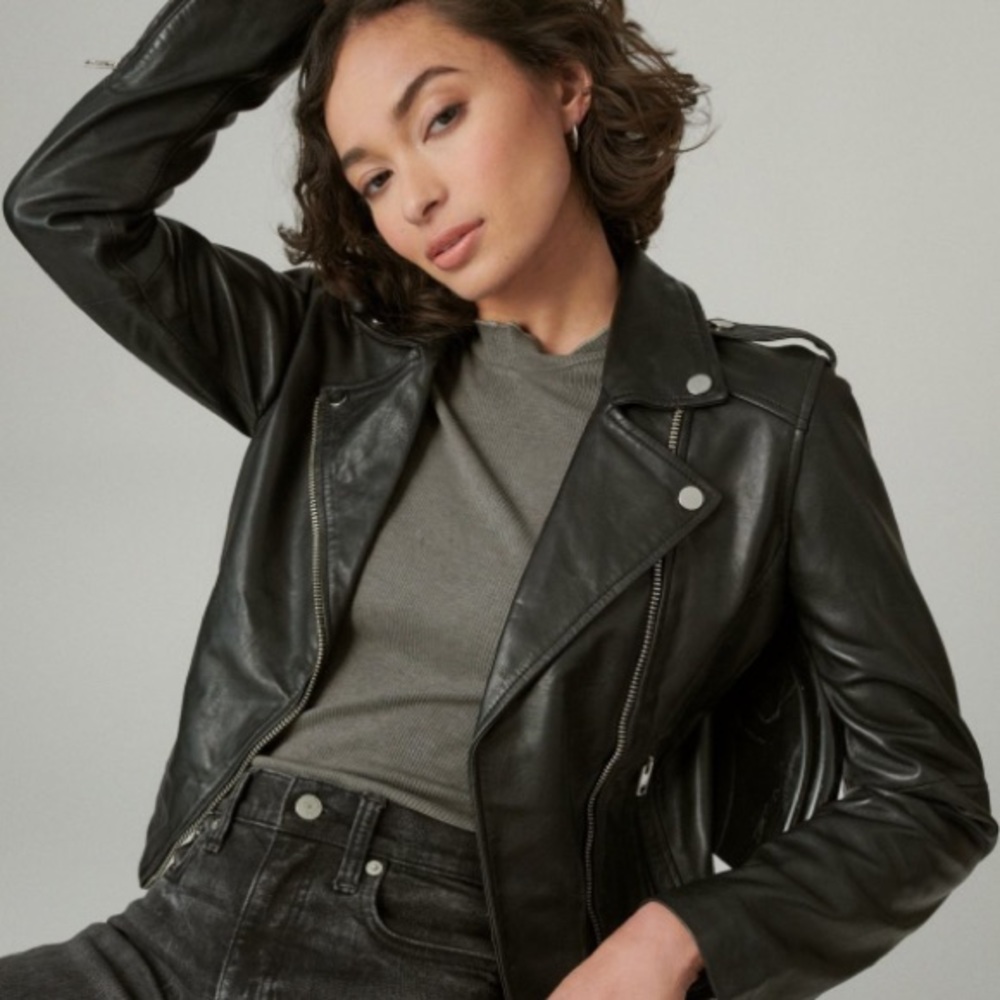 🎉HP🎉 Lucky Brand leather jacket size small NWT